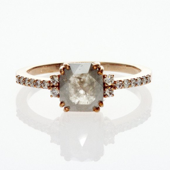 Radiant Diamond Engagement Ring Fancy Gray 1.22 TCW 14K Rose Gold - Picture 7 of 8